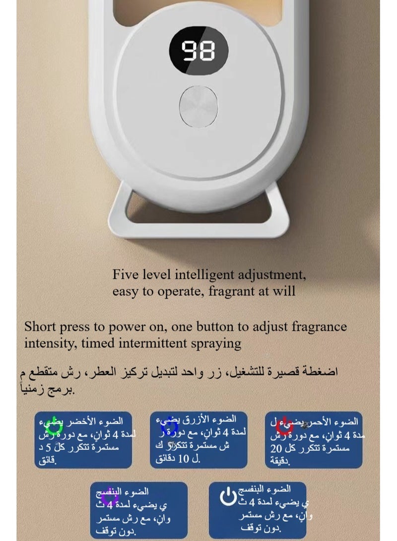 keloray جهاز توزيع الروائح القابل لإعادة الشحن - جهاز توزيع زيت أساسي سعة 50 مل مع 5 أوضاع رذاذ، يمكن تركيبه على الحائط أو وضعه على المكتب، مرطب هواء هادئ بالموجات فوق الصوتية لرائحة المنزل، المكتب، اليوغا، السبا - Image 5
