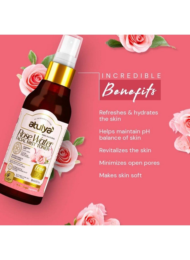 atulya Rose Water Facial Mist Toner Toner For Hydrating & Fresh Skin Rose Toner For Open Pores Mineral Oil & Silicone Free Suitable For All Skin Types 150Ml - Image 2