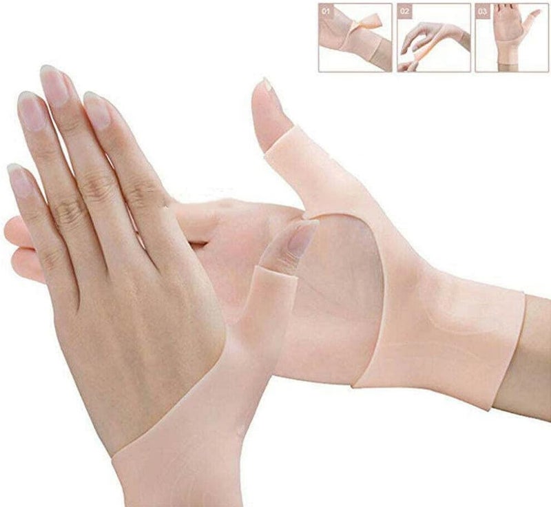 klarako1Pair Silicone Gel Thumb Wrist Support Therapy Gloves Tenosynovitis Spasms Pain Relief klarakoNude - Image 5
