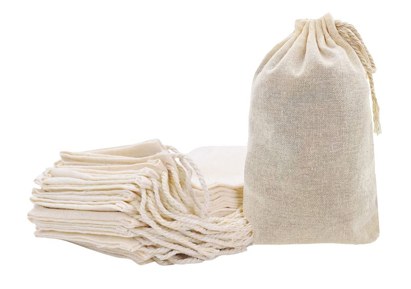 Mandala Crafts 6X8 Muslin Drawstring Bags Cotton Fabric Sachets Pouches 20Pack Natural Cloth Drawstrings Gift Bags for Treat Cooking Spice Toiletries Jewelry Accessories