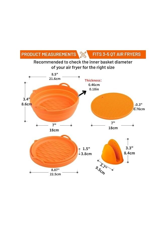 vesus ملحقات قلاية الهواء السيليكونية بومبو، بطانات قلاية الهواء القابلة لإعادة الاستخدام، بديل ورق البرشمان لقلايات الهواء، مقالي قلاية الهواء 8.5 إنش تناسب قلايات الهواء 5-8QT، وعاء قلاية الهواء السيليكوني سهل التنظيف - Image 4