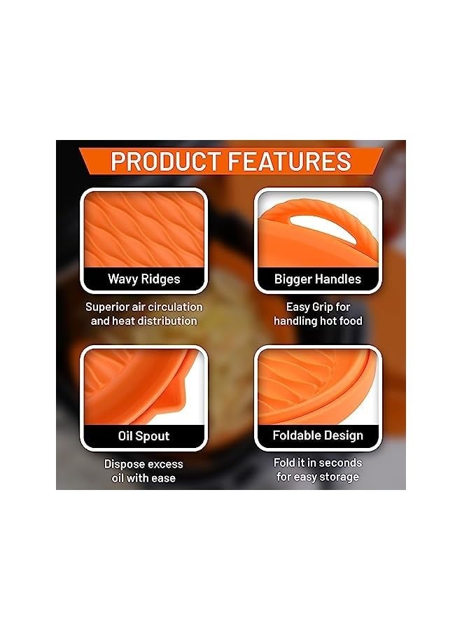 vesus ملحقات قلاية الهواء السيليكونية بومبو، بطانات قلاية الهواء القابلة لإعادة الاستخدام، بديل ورق البرشمان لقلايات الهواء، مقالي قلاية الهواء 8.5 إنش تناسب قلايات الهواء 5-8QT، وعاء قلاية الهواء السيليكوني سهل التنظيف - Image 3