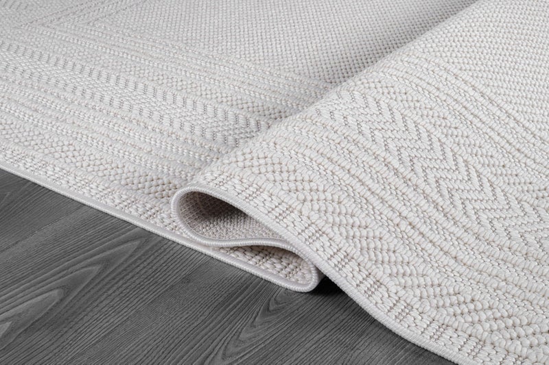 Luul Home Micro Loop Indoor Rug White 5x7 Boho Geometric Neutral Area Rugs for Living Room Soft Luxury Modern Low and High Pile Durable Stain Resistant Non-Shedding Indoor Area Carpet 5 x 7 - Image 3