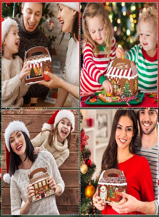 Yahenda 48 Pieces Christmas Treat Boxes 3D Gingerbread House Cardboard Cookie Goody Gable Candy Bags with Handles Xmas Paper Gift Boxes for Holiday Christmas Party Favor Supplies, 6 x 3.5 x 3.5 Inch - Image 4