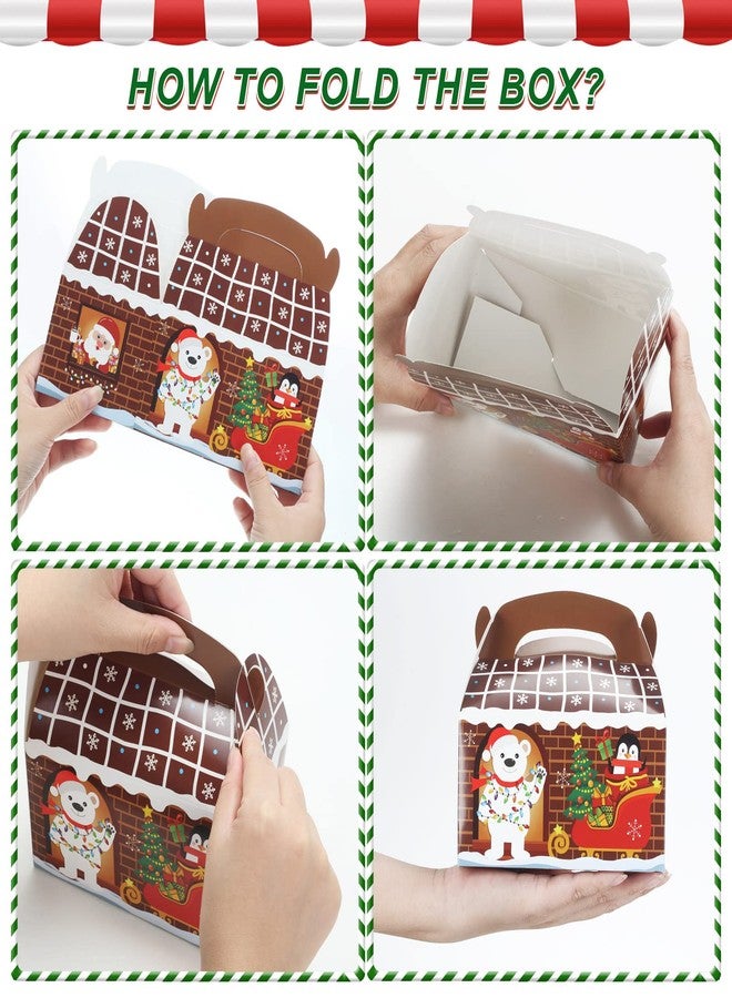 Yahenda 48 Pieces Christmas Treat Boxes 3D Gingerbread House Cardboard Cookie Goody Gable Candy Bags with Handles Xmas Paper Gift Boxes for Holiday Christmas Party Favor Supplies, 6 x 3.5 x 3.5 Inch - Image 5