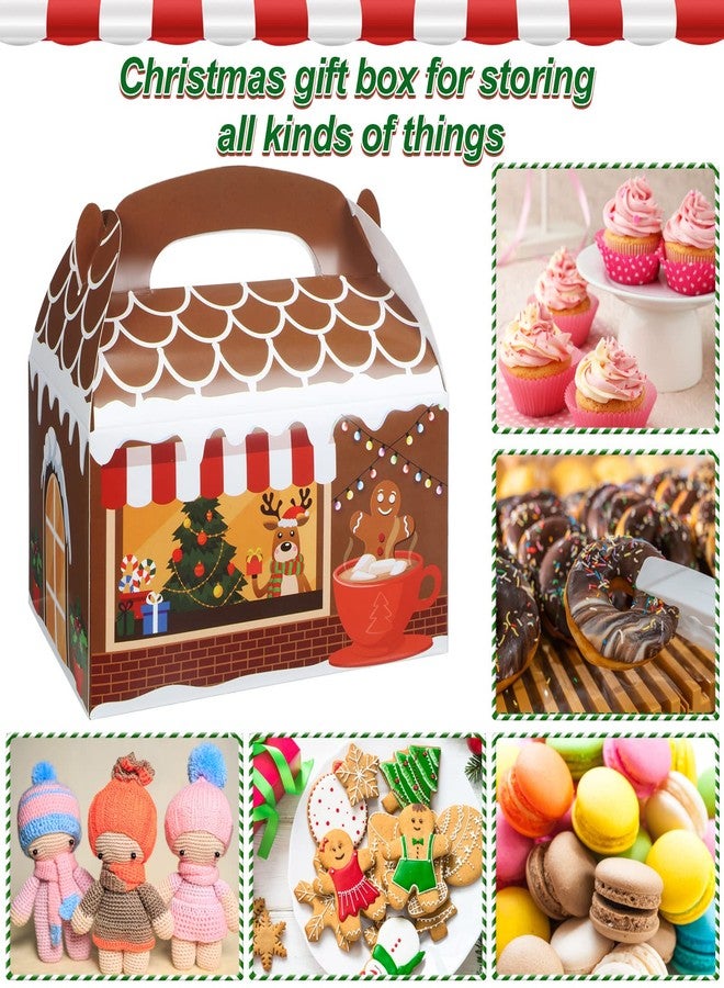 Yahenda 48 Pieces Christmas Treat Boxes 3D Gingerbread House Cardboard Cookie Goody Gable Candy Bags with Handles Xmas Paper Gift Boxes for Holiday Christmas Party Favor Supplies, 6 x 3.5 x 3.5 Inch - Image 3