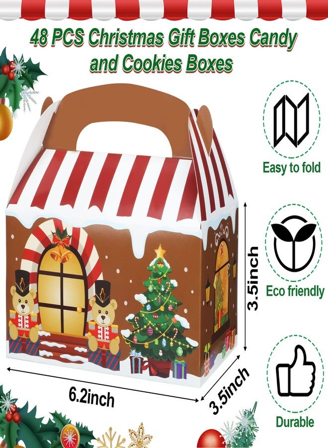 Yahenda 48 Pieces Christmas Treat Boxes 3D Gingerbread House Cardboard Cookie Goody Gable Candy Bags with Handles Xmas Paper Gift Boxes for Holiday Christmas Party Favor Supplies, 6 x 3.5 x 3.5 Inch - Image 2