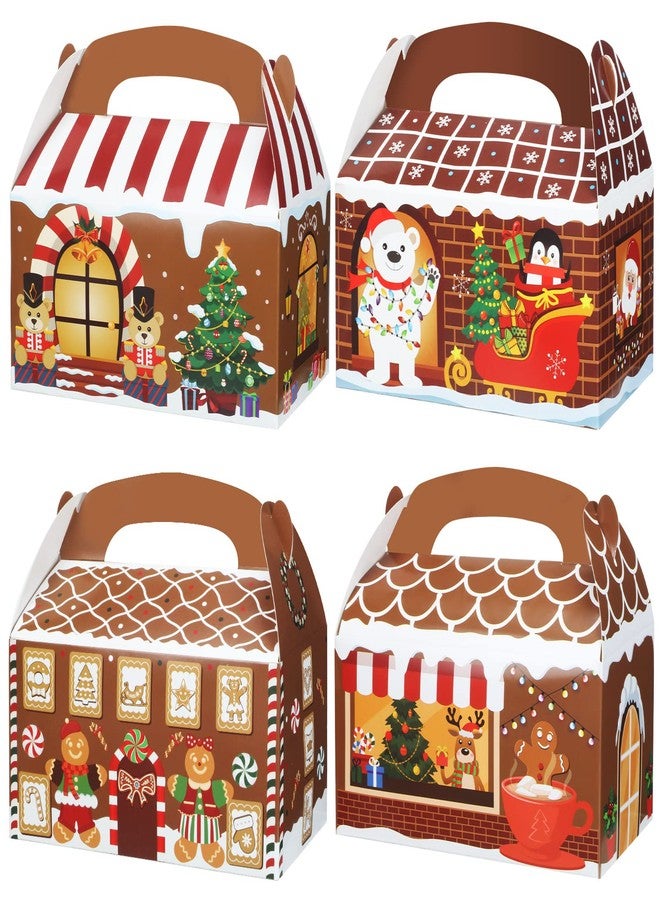 Yahenda 48 Pieces Christmas Treat Boxes 3D Gingerbread House Cardboard Cookie Goody Gable Candy Bags with Handles Xmas Paper Gift Boxes for Holiday Christmas Party Favor Supplies, 6 x 3.5 x 3.5 Inch - Image 1