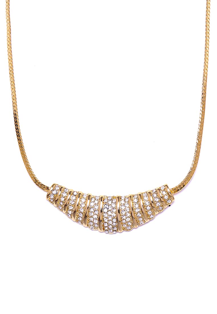 Estele 24 Kt Gold Plated Boomerang Styled Necklace with Matching Earring for Women with Austrian Crystals - Image 3