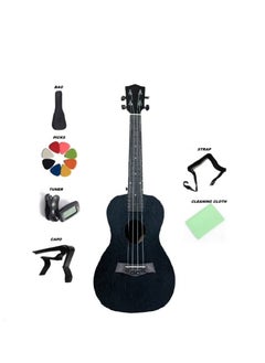 Megarya Ukulele 21 Inch Handmade High Quality Black Rose wood And Bag,Capo,Starp for combo offer  - Image 1