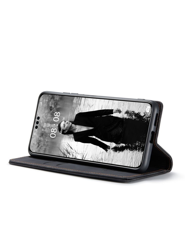 CaseMe Huawei Mate 60 Pro / 60 Pro Plus Case Wallet, for Huawei Mate 60 Pro / 60 Pro Plus Wallet Case Book Folding Flip Folio Case with Magnetic Kickstand Card Slots Protective Cover - Black