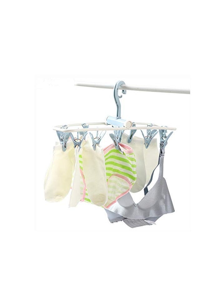 Clothes Drying Hanger with 12 Clips, 4 Pack Small Folding Portable Underwear Hangers, Drip Foldable Hanging Rack, 360° Rotatable Hook for Drying Towels Bras Baby Clothes Gloves Plast - Image 5