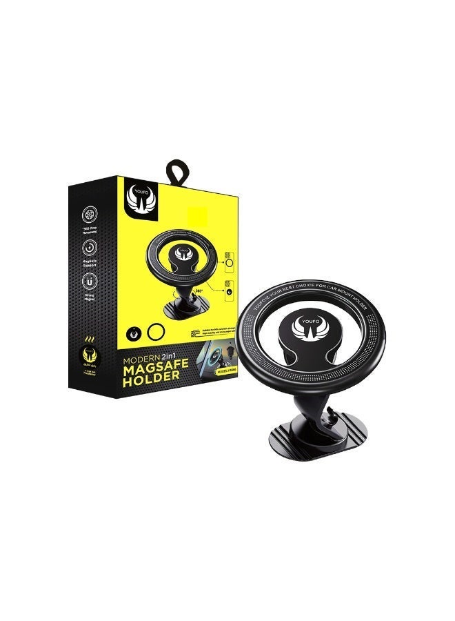 YOUFO Car phone mount for curved surfaces with MAGSAFE technology, model Y4866 - Black - Image 2