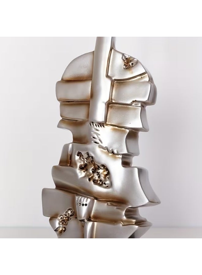 erorex Contemporary Elegant Large Violin Resin Sculpture - Modern Art Decor for Wine Cabinet, Study, or Music-Themed Events - Golden Accents & Black Base - Perfect for Home or Office Display - Image 5