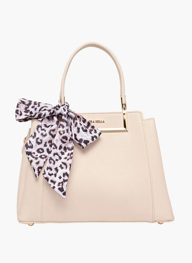 Flora Bella By Shoexpress Solid Tote Bag with Double Handle and Scarf Accent