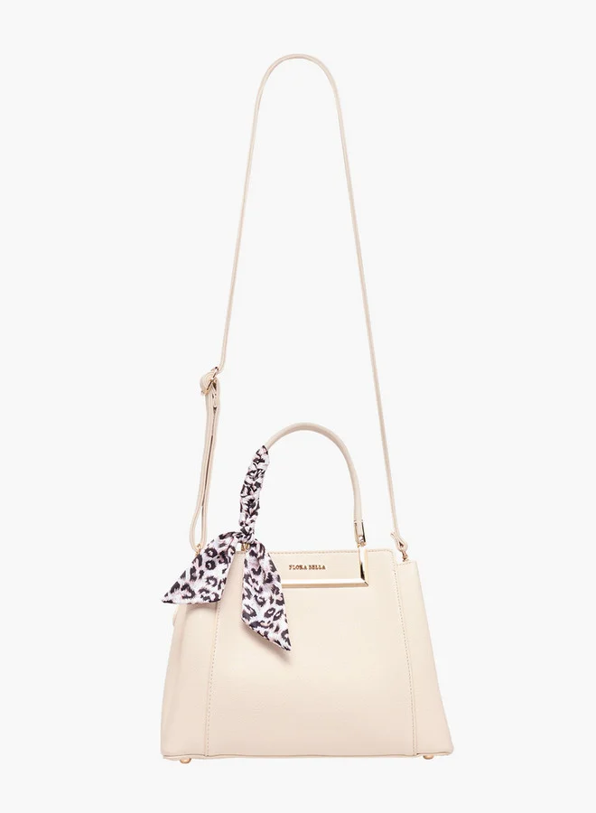 Flora Bella By Shoexpress Solid Tote Bag with Double Handle and Scarf Accent