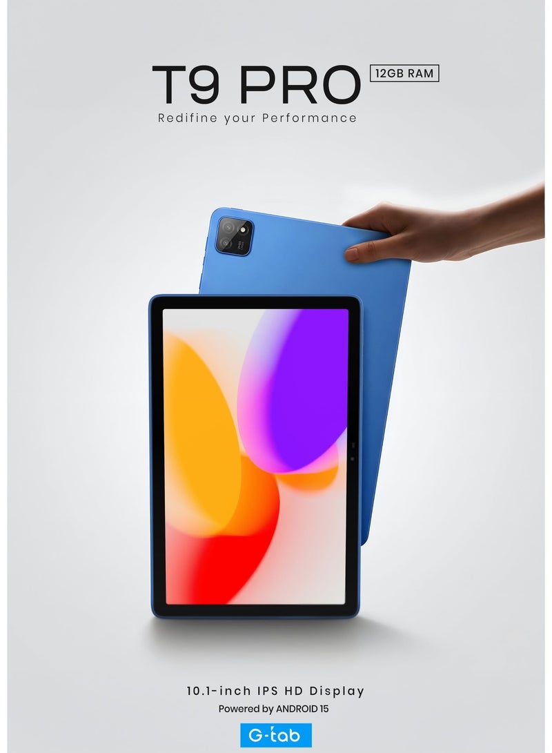 G-Tab T9 Pro Tablet 10.1 Inch Android 15 | 12GB RAM 128GB Storage | IPS Display 5G WiFi Bluetooth 5.0 | Dual Speakers | With Keyboard Mouse & Touch Pen | Blue - Image 2
