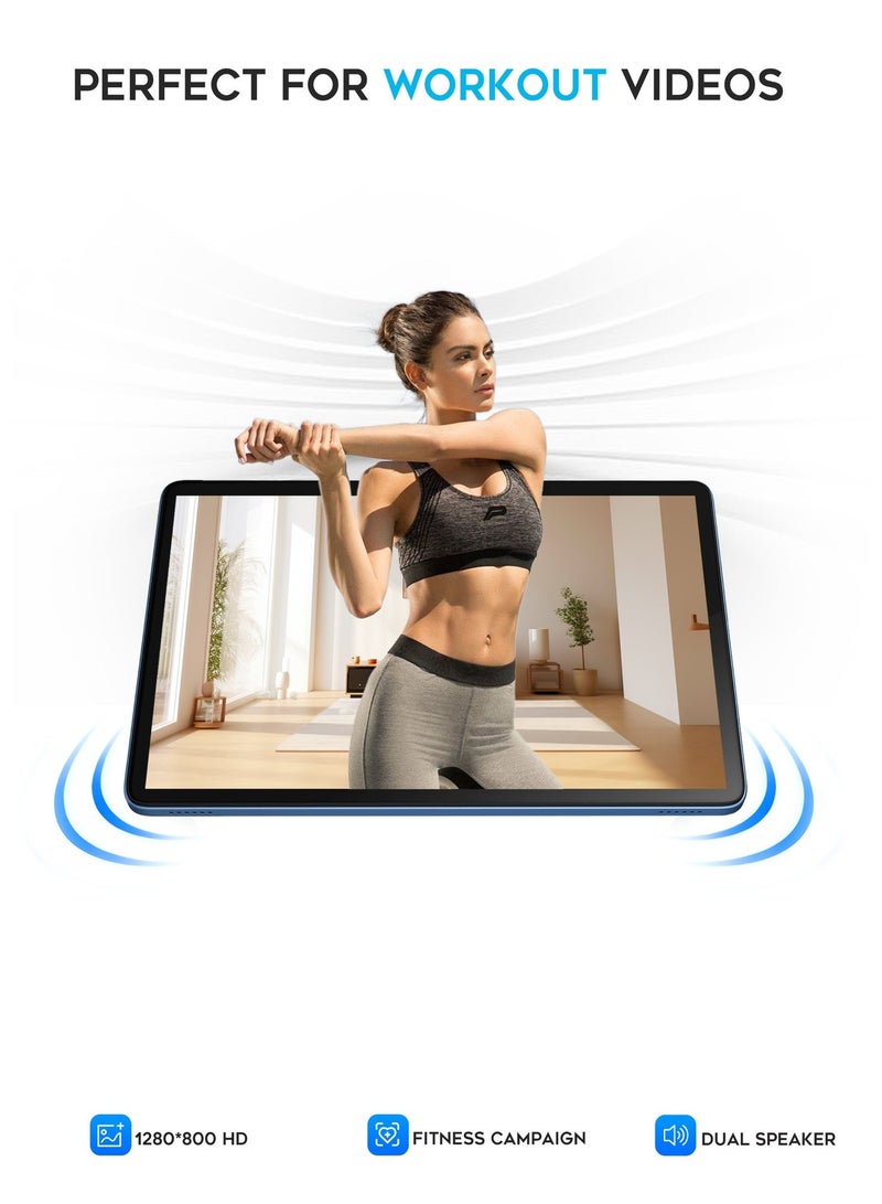 G-Tab T9 Pro Tablet 10.1 Inch Android 15 | 12GB RAM 128GB Storage | IPS Display 5G WiFi Bluetooth 5.0 | Dual Speakers | With Keyboard Mouse & Touch Pen | Blue - Image 4