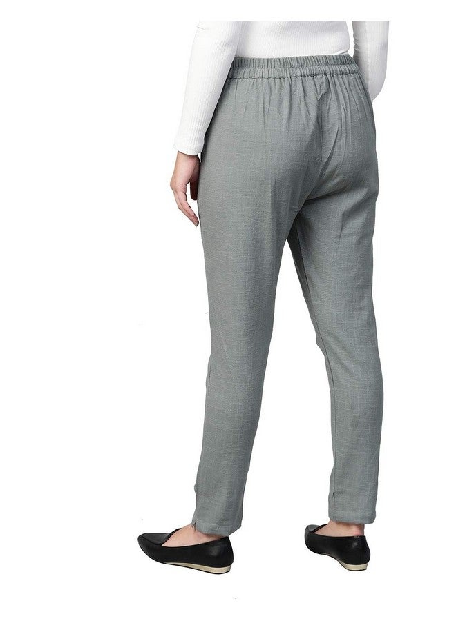 Yash Gallery Yash Gallery Women's Pluse Size Solid Cotton Slub Ankle Length Trouser Pant (Grey, 5XL)  - Image 4