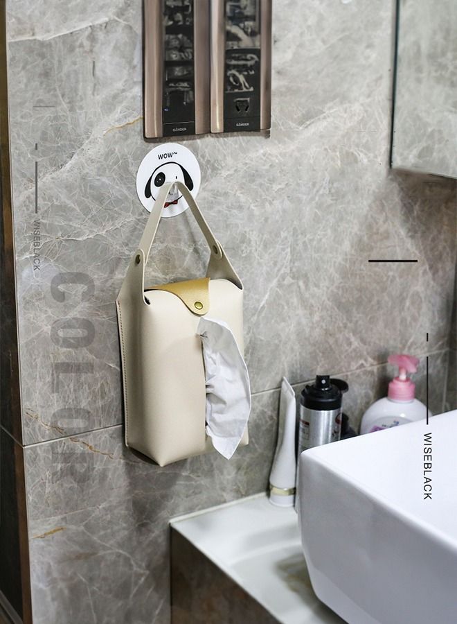 Portable Tissue Box Lid PU Leather 3pcs Tissue Holder Square Tissue Box Tissue Organizer for Bathroom, Vanity Countertop, Desktop, Car(Gray Black White) - Image 2