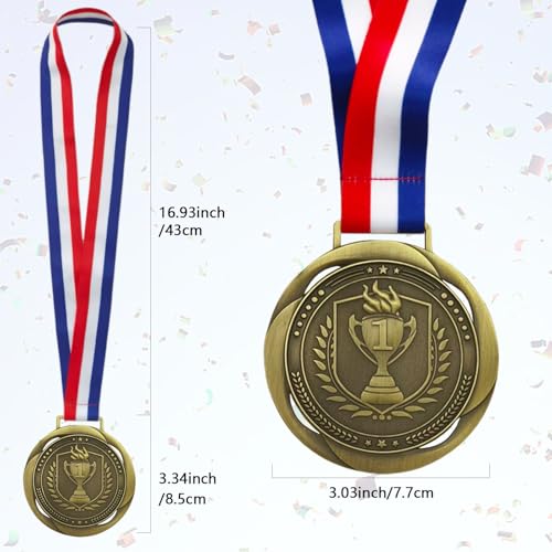 YUJUE First Place Medal, Large Medal - 3.34Inch Wide - GOlympic Style Winner Medals Gold & Stripes Neck Ribbon - Perfect for Any Competition, Coaches, Students, Athletes and Academics - Image 2