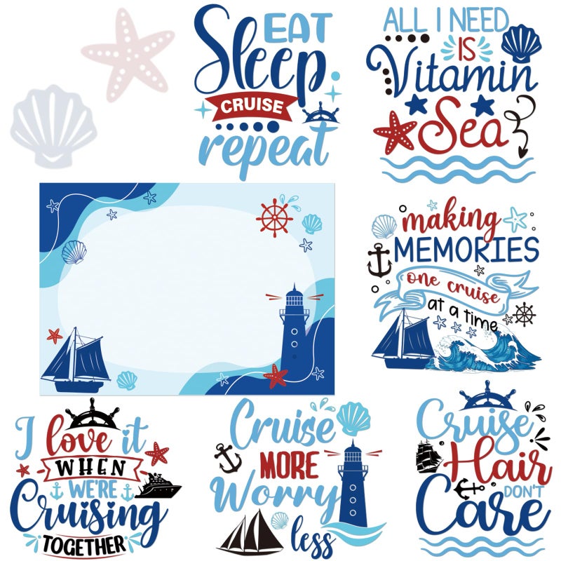 Dazoratix Cruise Door Decorations Magnetic - 7 Pcs Large Ship Cabin Magnets Stickers This Week Funny Carnival Sea Navigation Anchor Decor for Birthday Holiday Stateroom Whiteboard Refrigerator Garage - Image 1