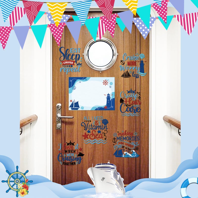 Dazoratix Cruise Door Decorations Magnetic - 7 Pcs Large Ship Cabin Magnets Stickers This Week Funny Carnival Sea Navigation Anchor Decor for Birthday Holiday Stateroom Whiteboard Refrigerator Garage - Image 4