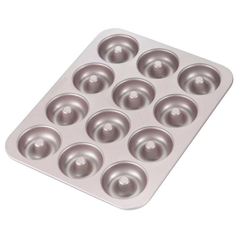 CHEFMADE Donut Mold Cake Pan 12Cavity NonStick Ring Doughnut Bakeware for Oven Baking Champagne Gold