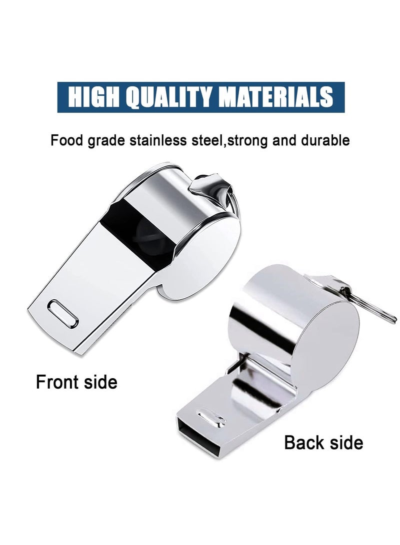 Cuken 3 PCS Whistle, Stainless Steel Sports Whistle with Lanyard for Coaches Referees Emergency Outdoor Sports (Silver) - Image 3