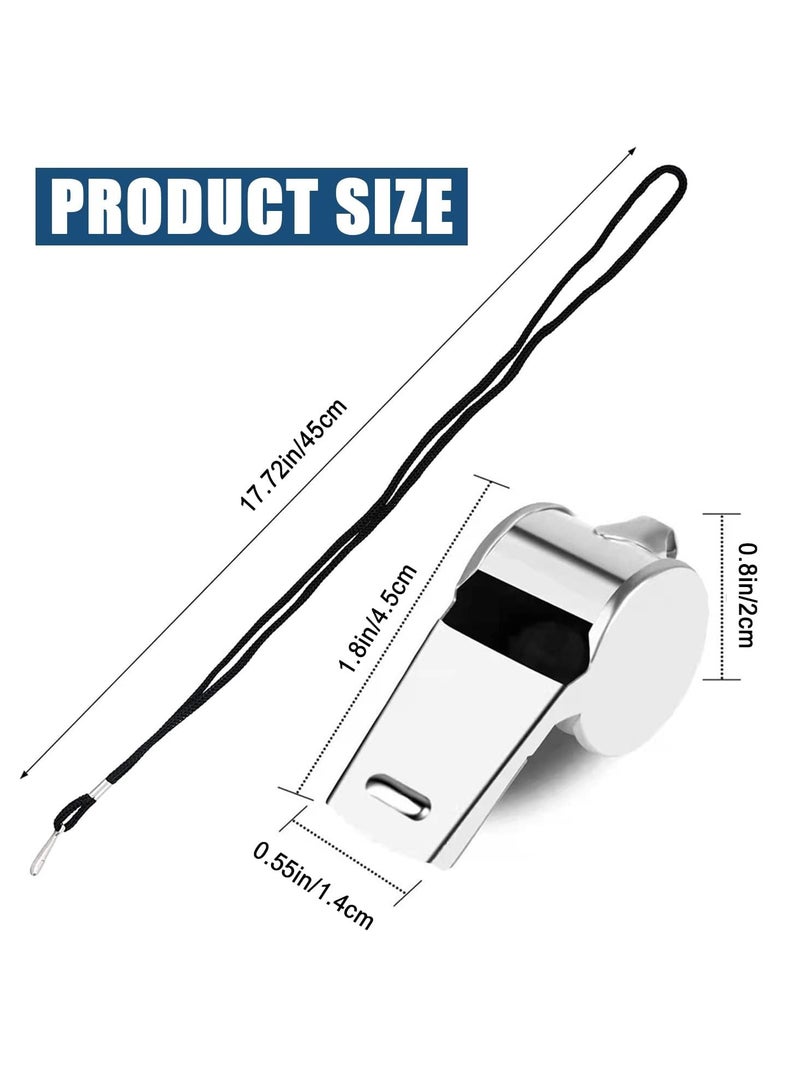 Cuken 3 PCS Whistle, Stainless Steel Sports Whistle with Lanyard for Coaches Referees Emergency Outdoor Sports (Silver) - Image 2