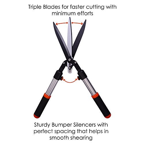 Sharpex Heavy Duty Hedge Shear with Sharp Blade, Spring Loaded Fuction and Comfortable Handle | Hedge Pruner Shear Grass Cutter for Outdoor Gardens (3 Blade Hedge Shear) - Image 5