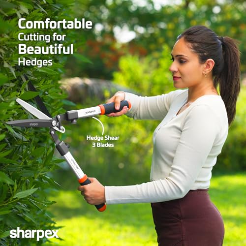 Sharpex Heavy Duty Hedge Shear with Sharp Blade, Spring Loaded Fuction and Comfortable Handle | Hedge Pruner Shear Grass Cutter for Outdoor Gardens (3 Blade Hedge Shear) - Image 2