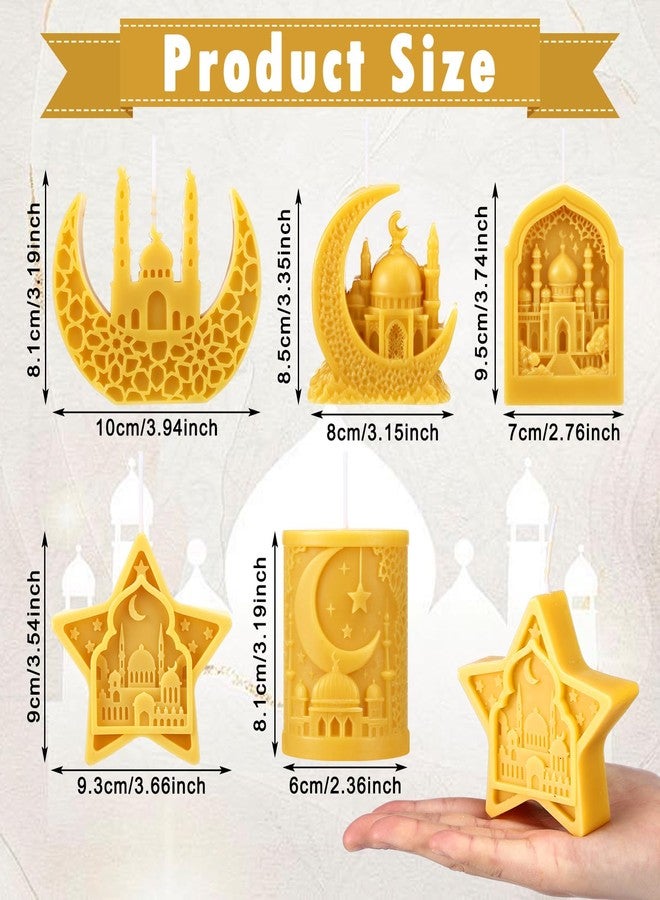 Conelist 5 Pcs Eid Mubarak Scented Soy Candle Golden Ramadan Islamic Muslim Home Decor Eid Church-Shaped Candles Gift for Islamic Festival Wedding Party Favor Home Decor - Image 2