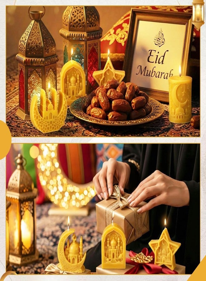 Conelist 5 Pcs Eid Mubarak Scented Soy Candle Golden Ramadan Islamic Muslim Home Decor Eid Church-Shaped Candles Gift for Islamic Festival Wedding Party Favor Home Decor - Image 5