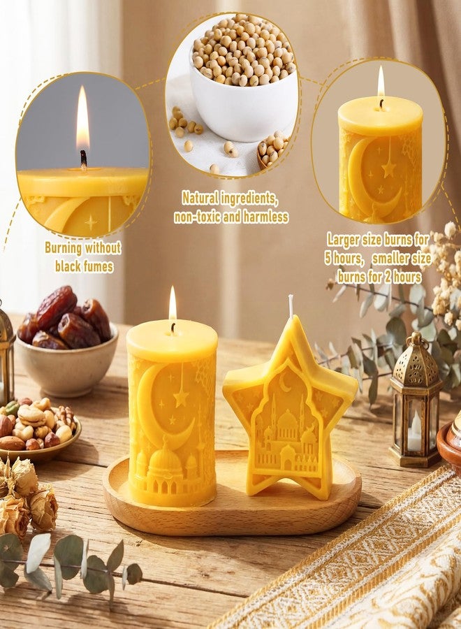 Conelist 5 Pcs Eid Mubarak Scented Soy Candle Golden Ramadan Islamic Muslim Home Decor Eid Church-Shaped Candles Gift for Islamic Festival Wedding Party Favor Home Decor - Image 4