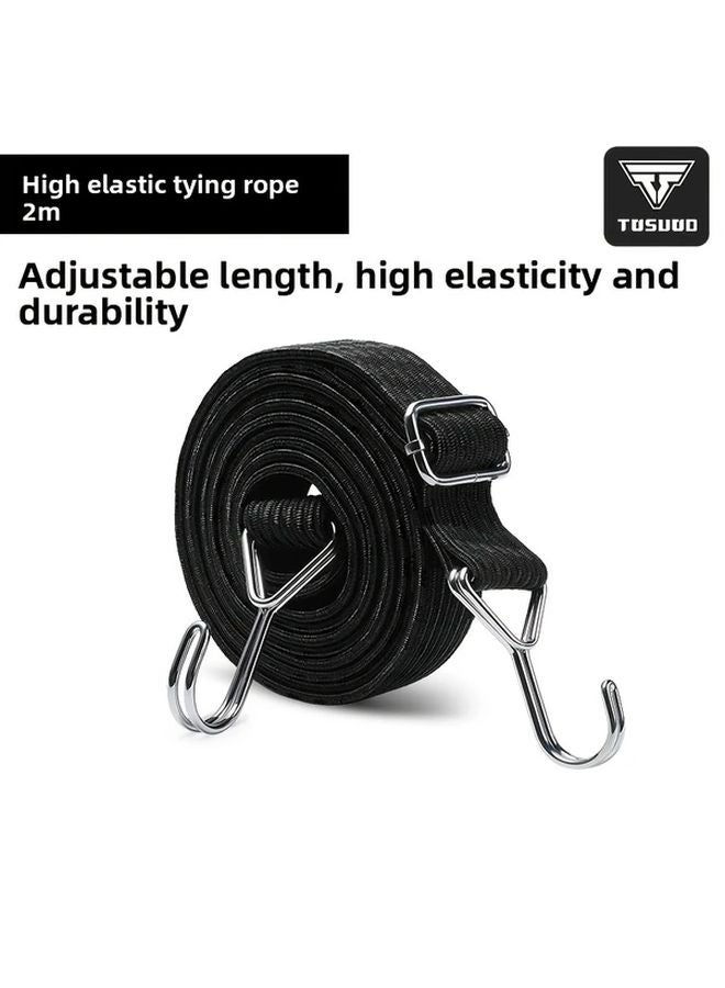 TOSUOD Black Elastic Rope Strap 78 Inches Adjustable Length High Elasticity Durable Metal Hook - Image 1
