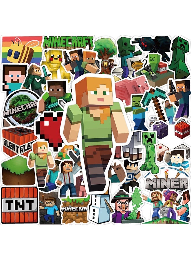 MINECRAFT 50 Pieces Minecraft Stickers Decals Set for Kids Adults, Waterproof Pixel Miner Crafting Gaming Stickers for Kid Game Reward,Water Bottles, Laptop Decor,Video Game Themed Party Favor Supplies - Image 3