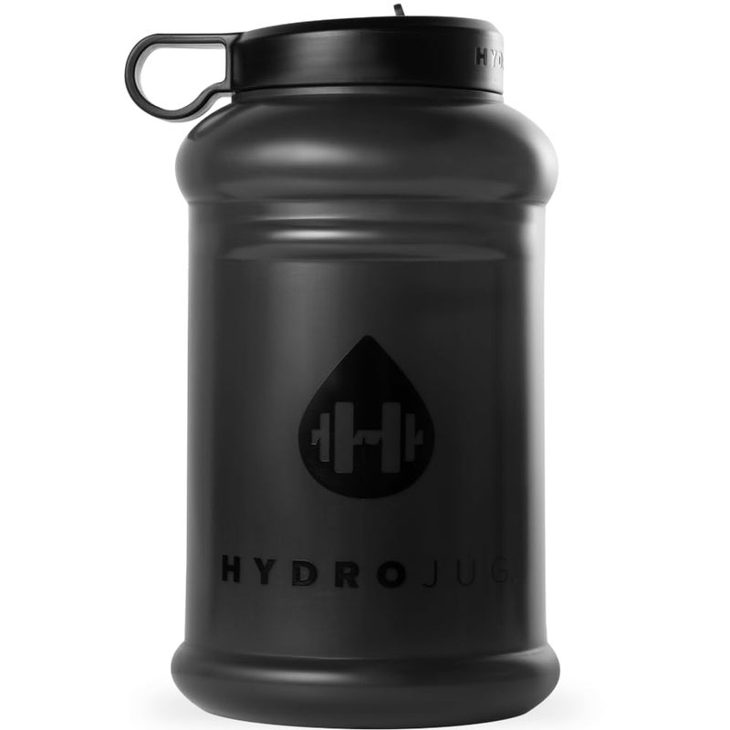 HydroJug Half Gallon Water Bottle 73oz  Refillable Reusable Jug With Carry Handle  Leakproof Guarantee  Great For OnTheGo Hydration  Dishwasher Safe BPA Free Black Pro Jug V2