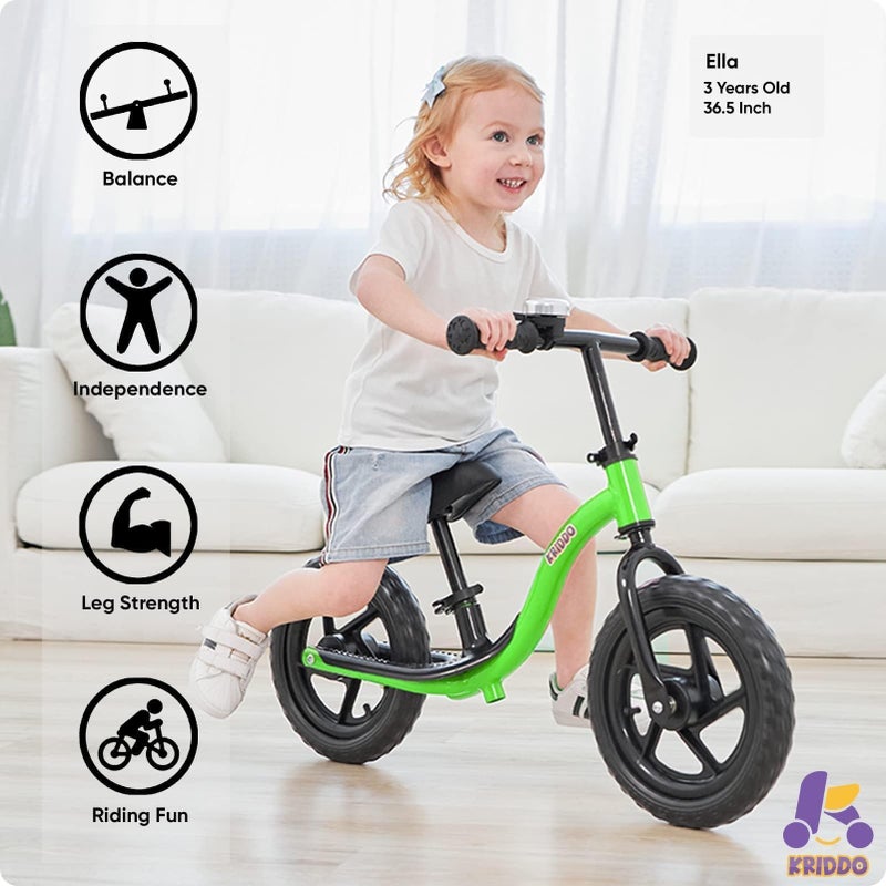 KRIDDO Toddler Balance Bike 2 Year Old Age 24 Months to 5 Years Old Early Learning Interactive Push Bicycle with Steady Balancing Gift Bike for 25 Boys Girls Green - Image 3