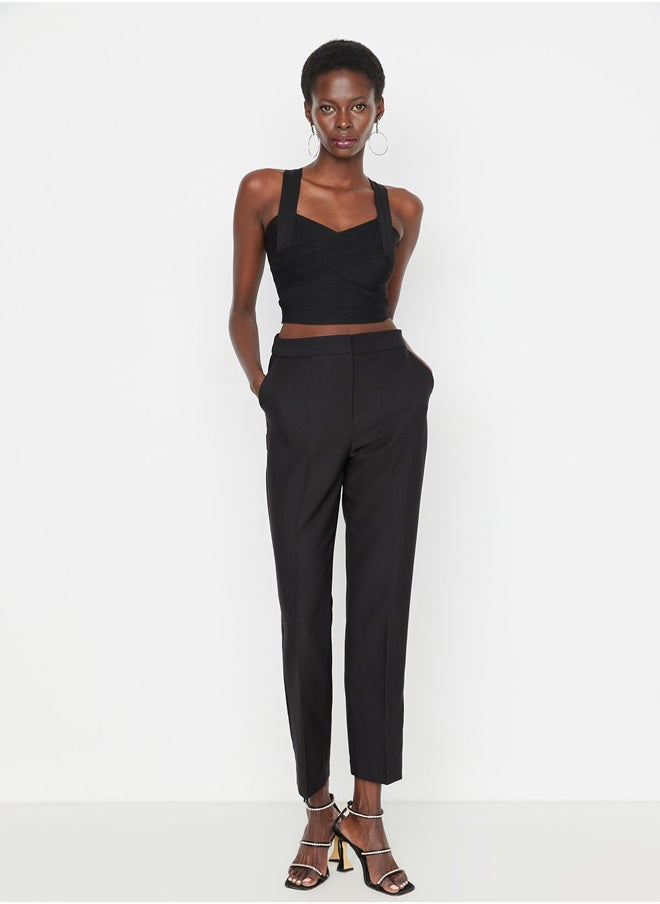 trendyol Black Slim Leg Woven Trousers TPRAW23PL00000  - Image 1