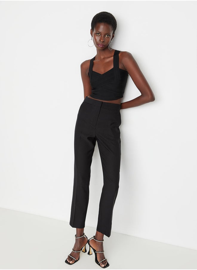 trendyol Black Slim Leg Woven Trousers TPRAW23PL00000  - Image 2