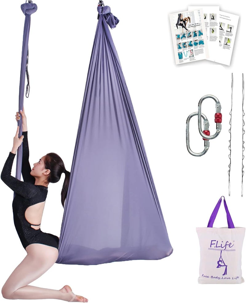 Flife Aerial Silk Yoga Hammock & Swing for yoga Inversion,Strength training,starter hardware kit - Image 1