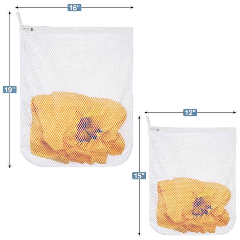 RoomyRoc 3 pcs Durable Honeycomb Mesh Laundry Bags for Delicates 16" x 19" (2 Large) 12" x 15" (1 Medium) - Image 5