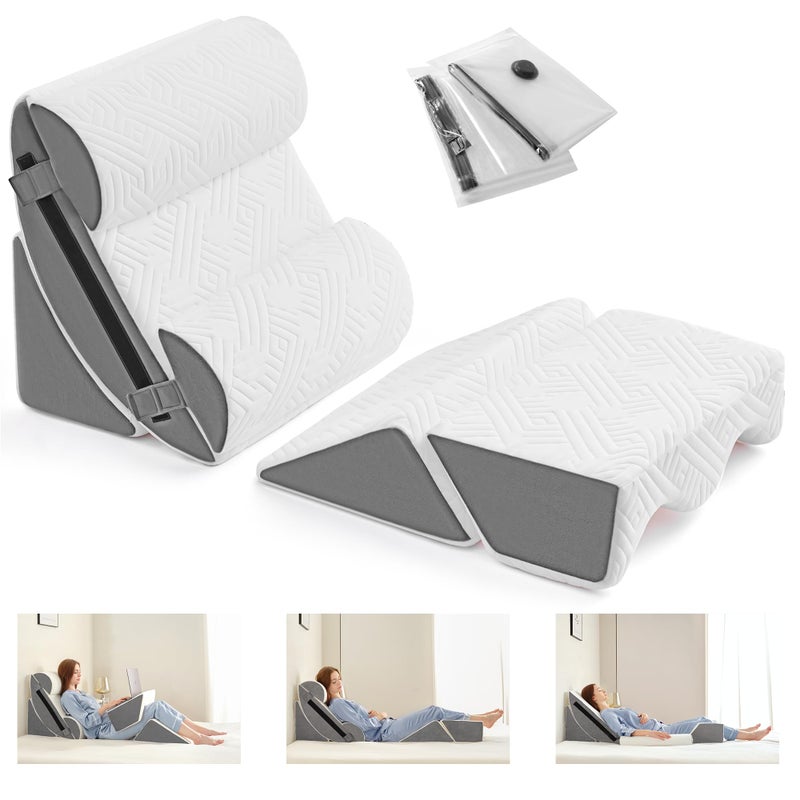 Yojoker 6pcs Orthopedic Bed Wedge Pillow Set for Post Surgery, Memory Foam for Sleeping, Back and Leg Pain Relief Comfortable & Adjustable Support Pillows-Anti Snoring, Heartburn - Image 1