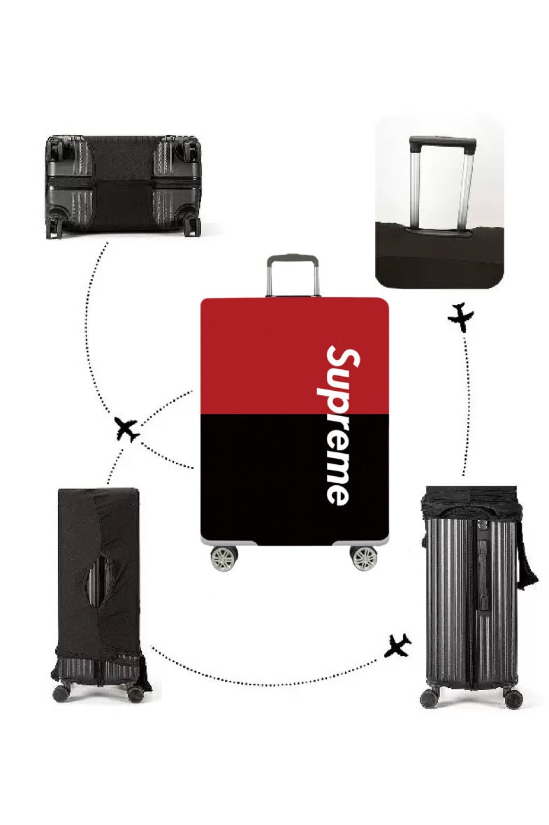 TNGames Supreme Pattern Streetwear Brand Fashionable & Stain-Resistant Design Extra Thick & Highly Elastic Suitcase Protector Cover (Fits 26-28 Inch Luggage) + Free Macaron Apple Green PVC Luggage Tag | Dustproof & Scratchproof - Easy Airport Identification - Image 3