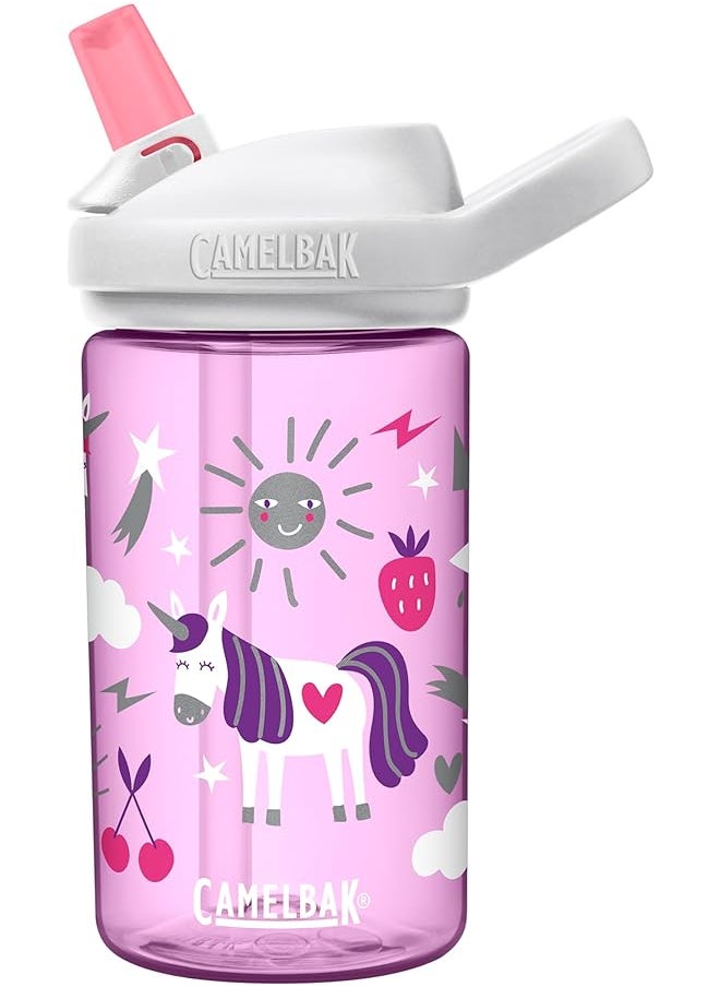 CAMELBAK Eddy Plus 14 Oz Kids Water Bottle With Tritan Renew Straw Top Leak Proof When Closed Unicorn Party  - Image 1