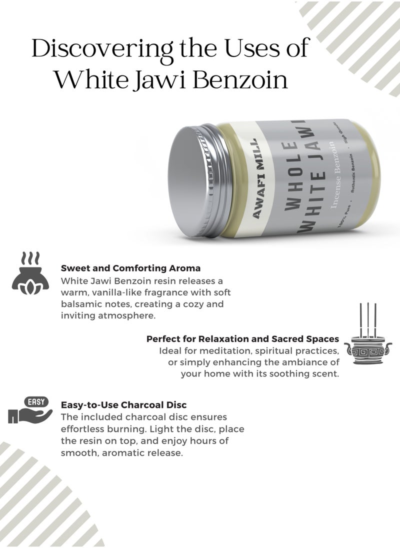 Awafi Mill - White Jawi Benzoin Natural Incense | Aromatic Elevation with Triangle Charcoal Tablet - Image 1