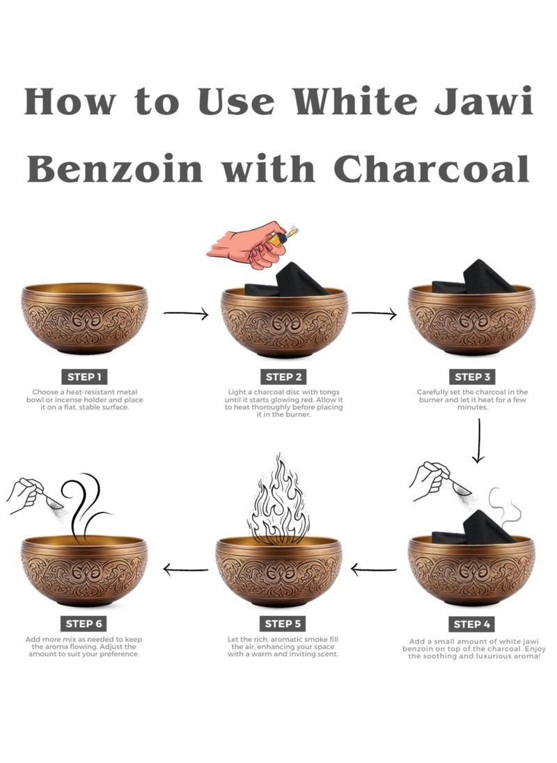 Awafi Mill - White Jawi Benzoin Natural Incense | Aromatic Elevation with Triangle Charcoal Tablet - Image 1