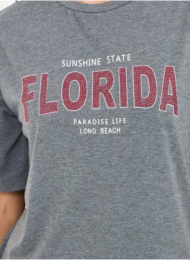 Styli Oversized Florida Embellished T-shirt