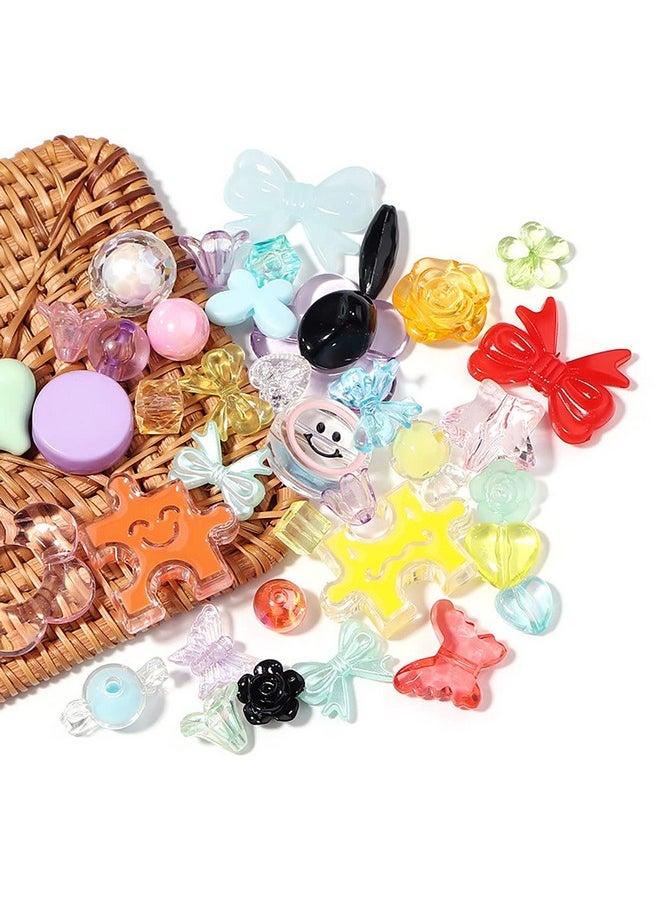 LadayPoa - 170~210Pcs Cute Assorted Beads For Jewelry Making Acrylic Kawaii Aesthetic Beads For Bracelets Making Flower Butterfly Beads Bulk Necklaces Diy Mobile Phone Chains (Blue Green Purple) - Image 1